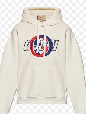 Men's Gucci jersey, cotton, GG hooded sweatshirt, size medium, made in Italy